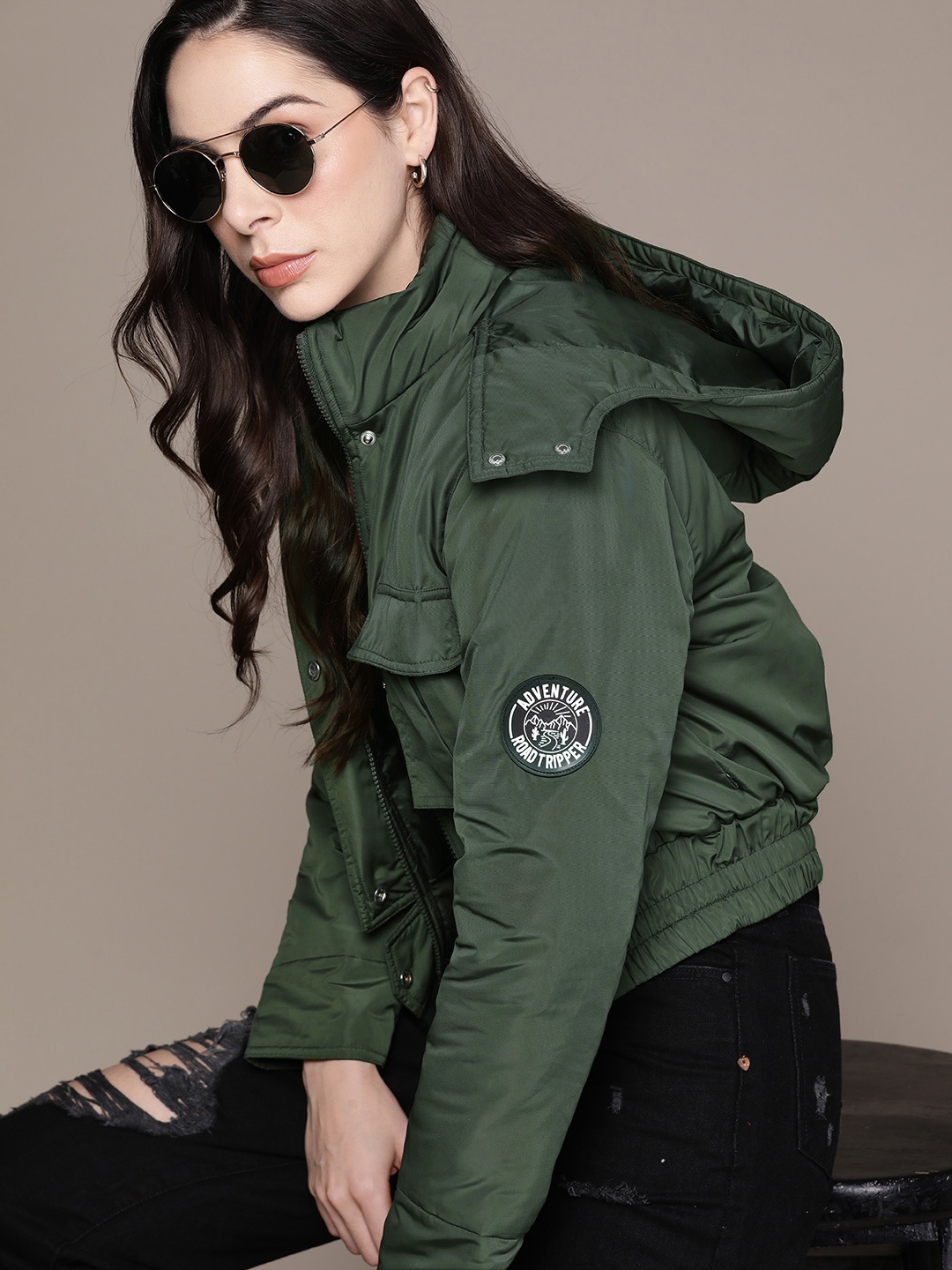 

The Roadster Lifestyle Co. Puffer Jacket with Hood, Green