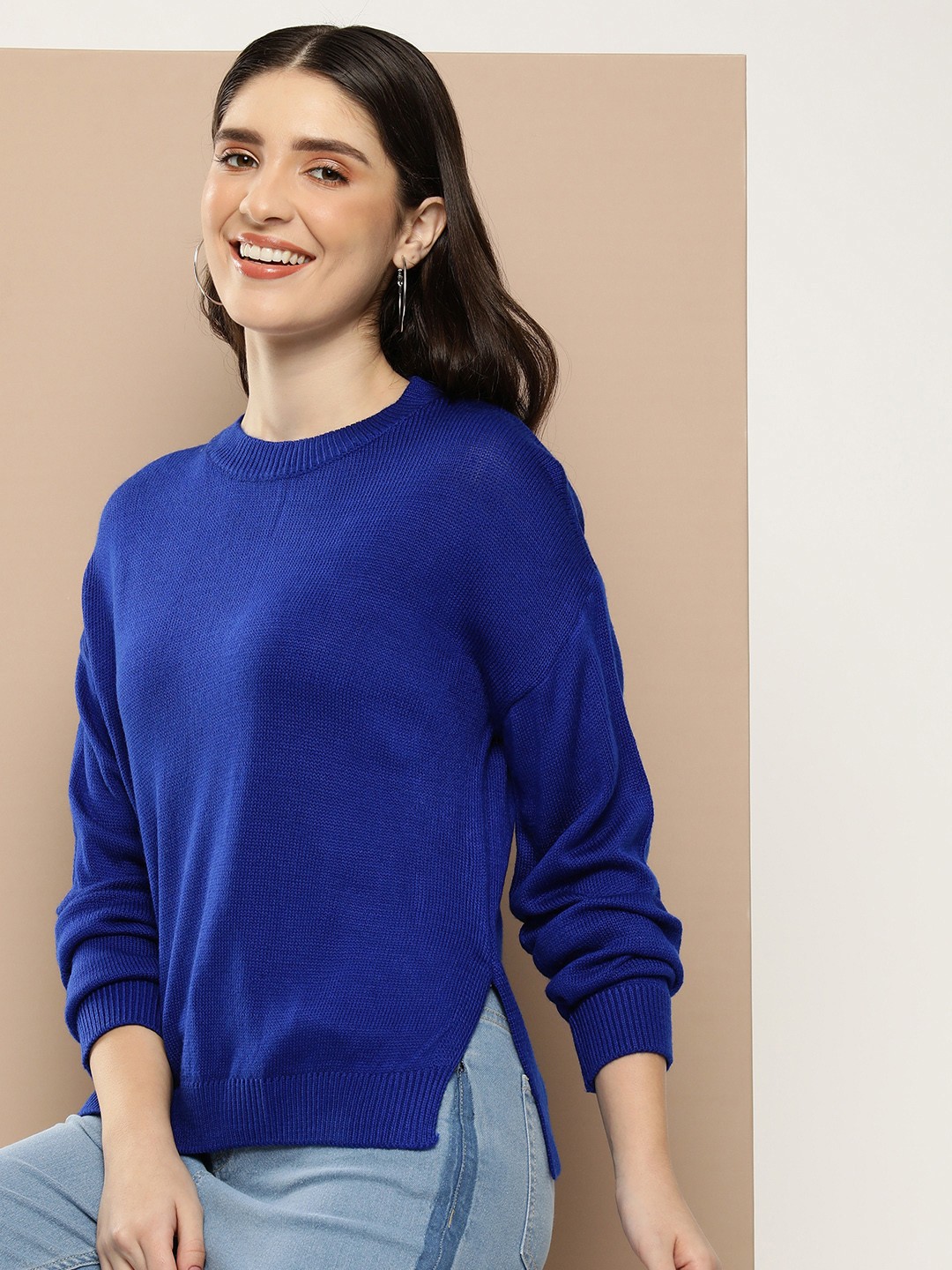 

HERE&NOW Solid Pullover Sweater, Blue