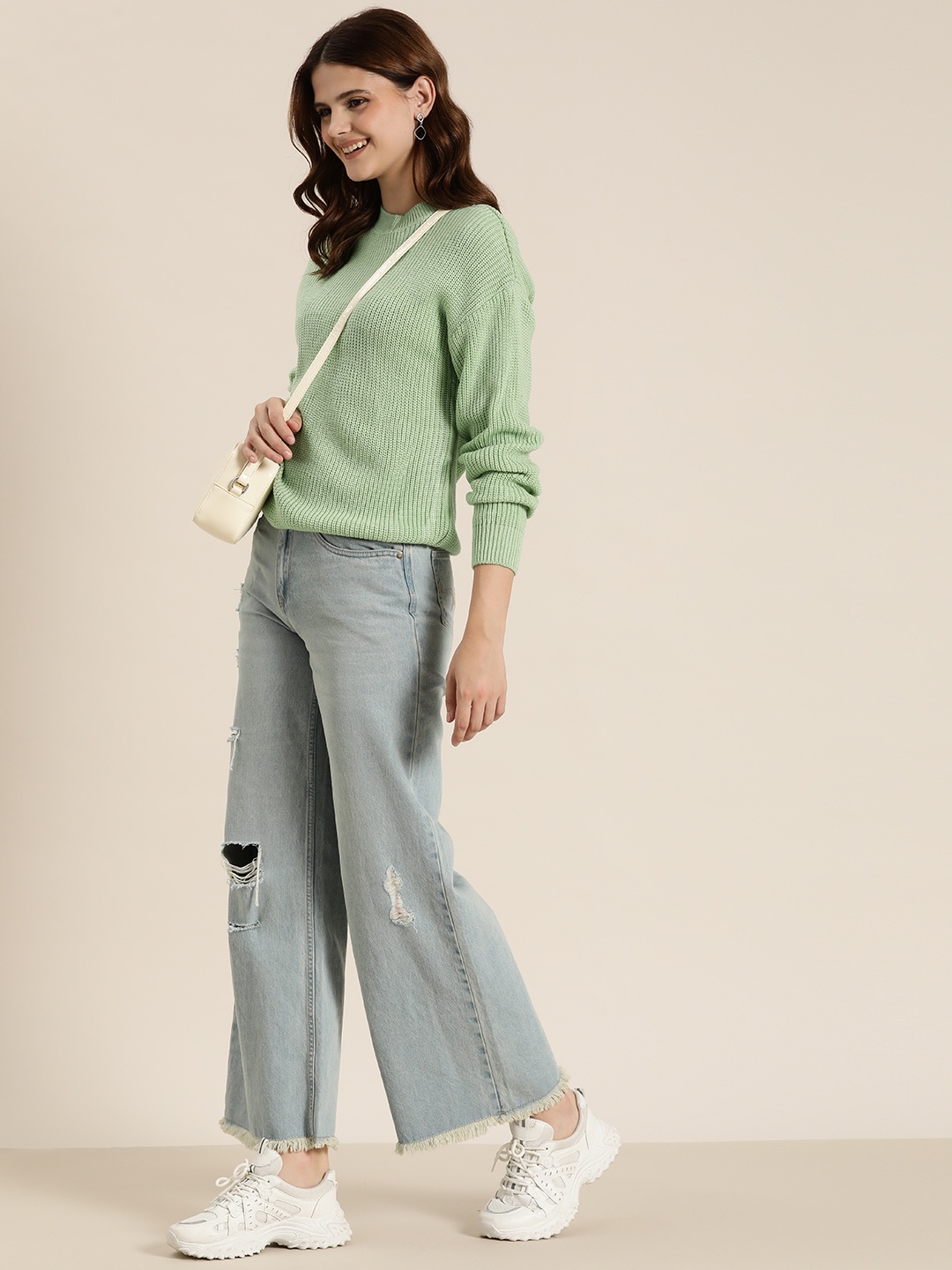 

HERE&NOW Self Design Acrylic Pullover, Green