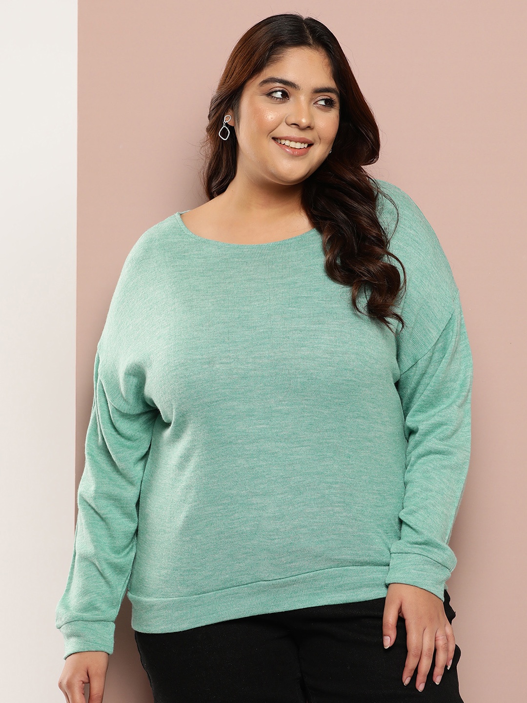 

Sztori Plus Size Regular Pullover, Sea green