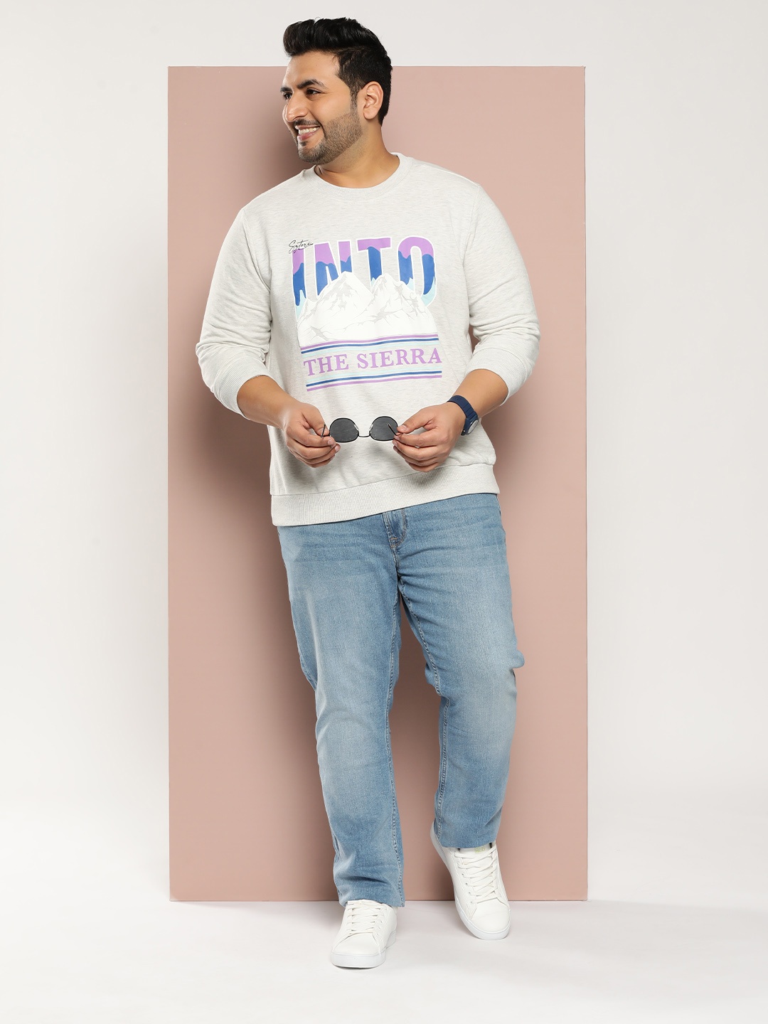 

Sztori Plus Size Printed Sweatshirt, Grey melange