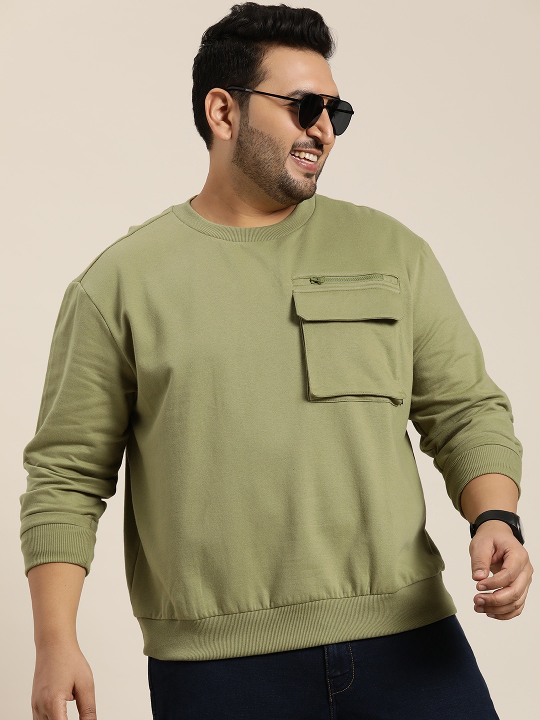 

Sztori Men Plus Size Relaxed Fit Sweatshirt, Olive