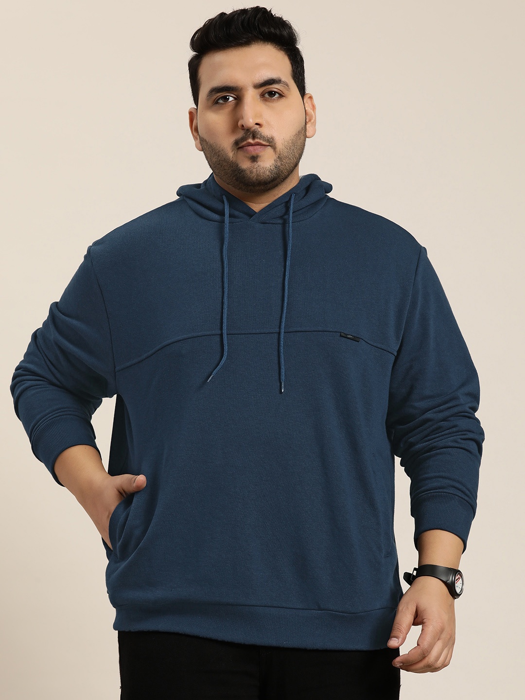 

Sztori Men Plus Size Hooded Sweatshirt, Navy blue
