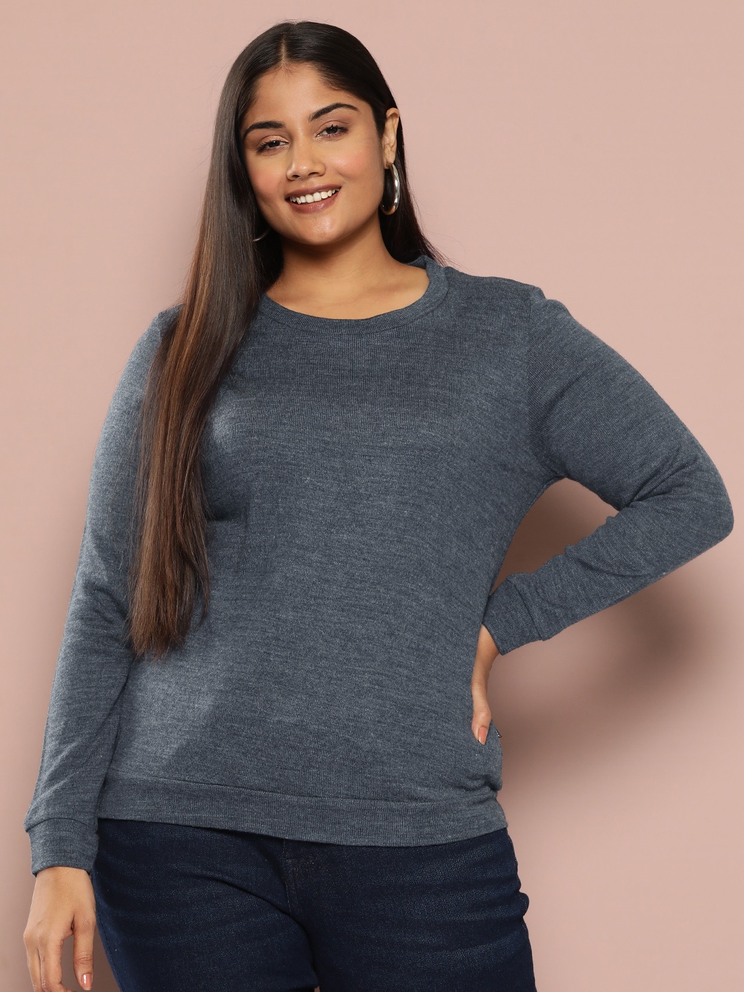 

Sztori Plus Size Acrylic Pullover, Navy blue