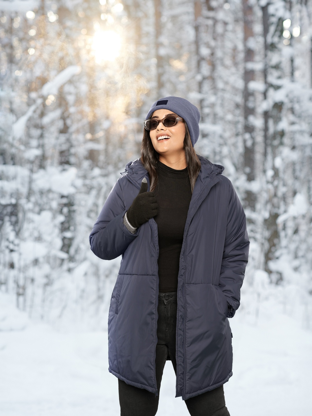 

Sztori Plus Size Longline Puffer Jacket, Navy blue