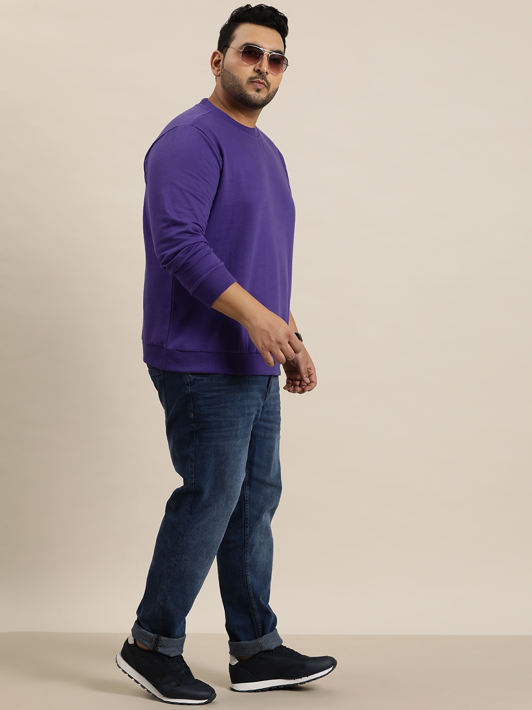 

Sztori Plus Size Solid Sweatshirt, Violet
