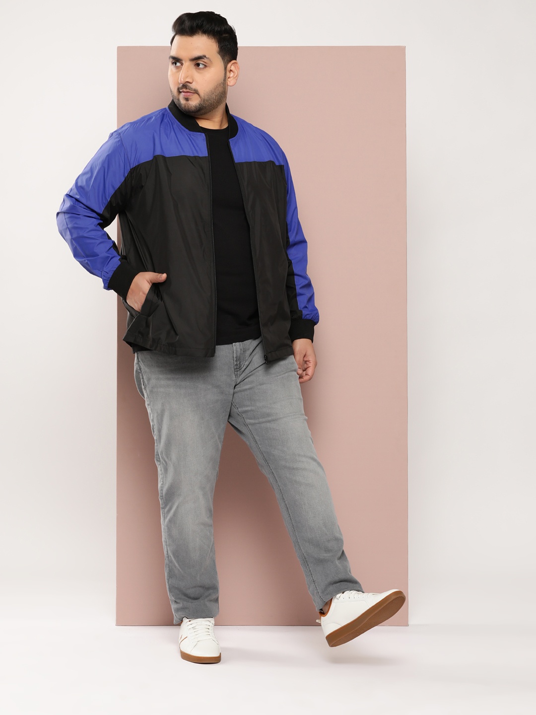 

Sztori Plus Size Colourblocked Bomber Jacket, Black