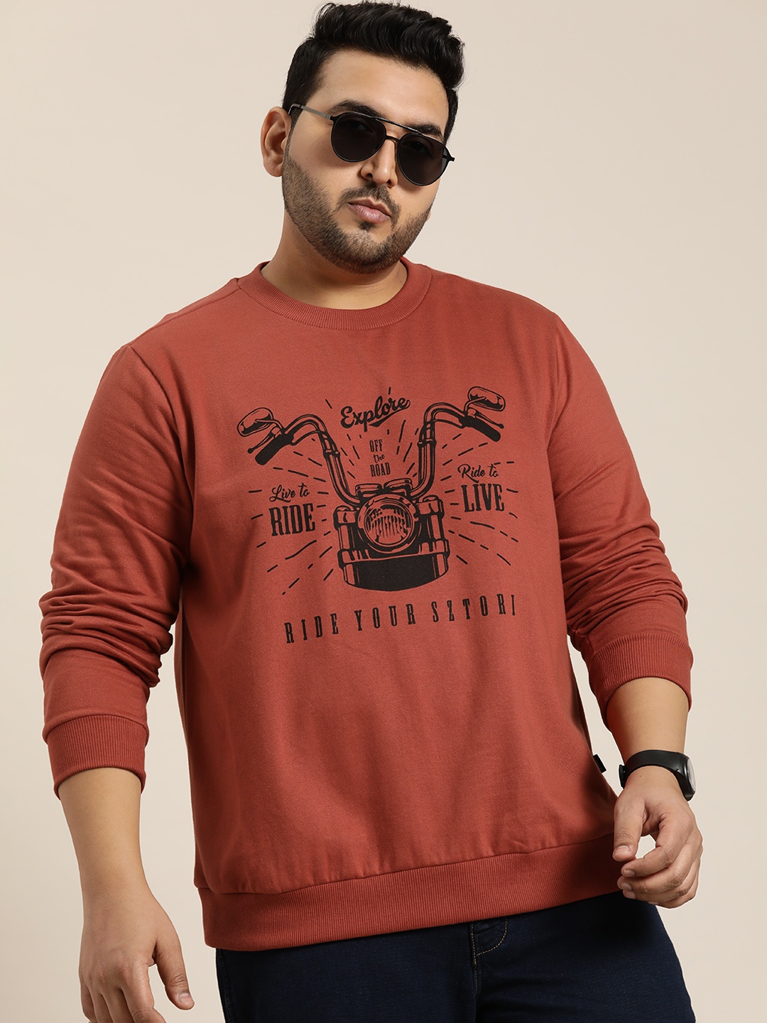 

Sztori Men Plus Size Printed Sweatshirt, Rust