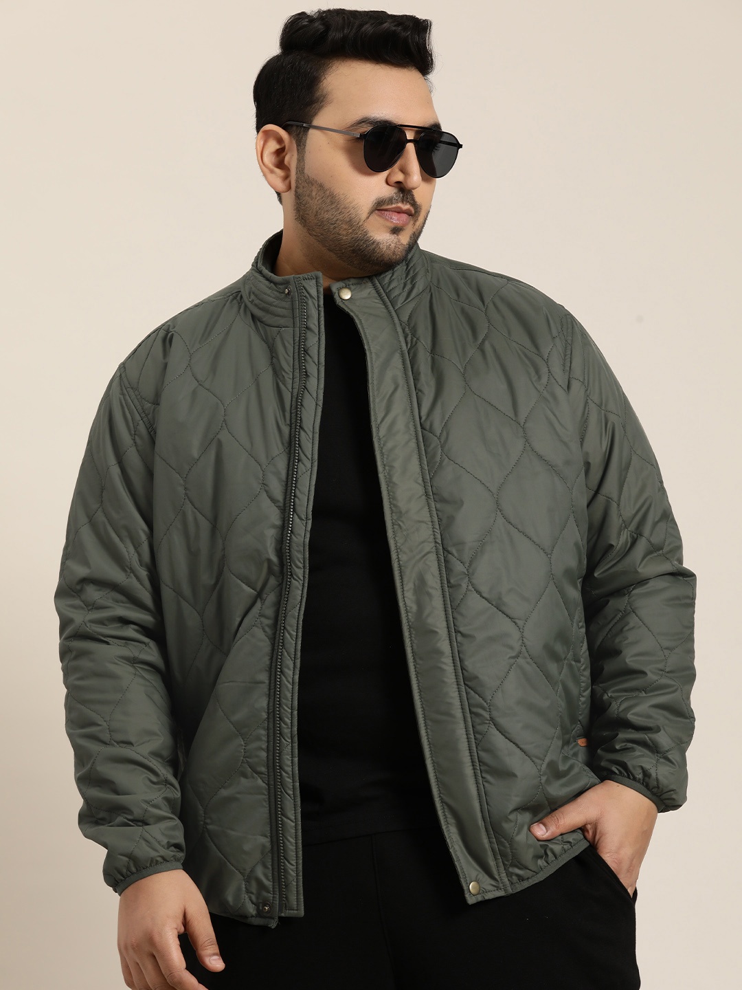 

Sztori Plus Size Regular Quilted Jacket, Green