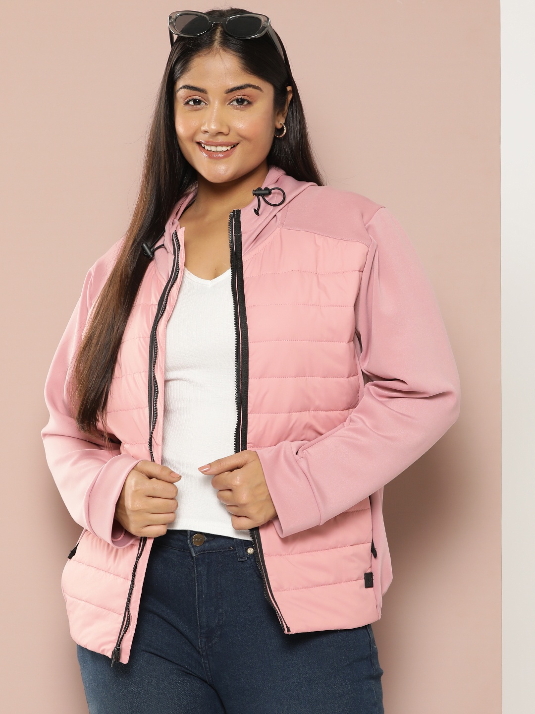 

Sztori Plus Size Hooded Padded Jacket, Pink