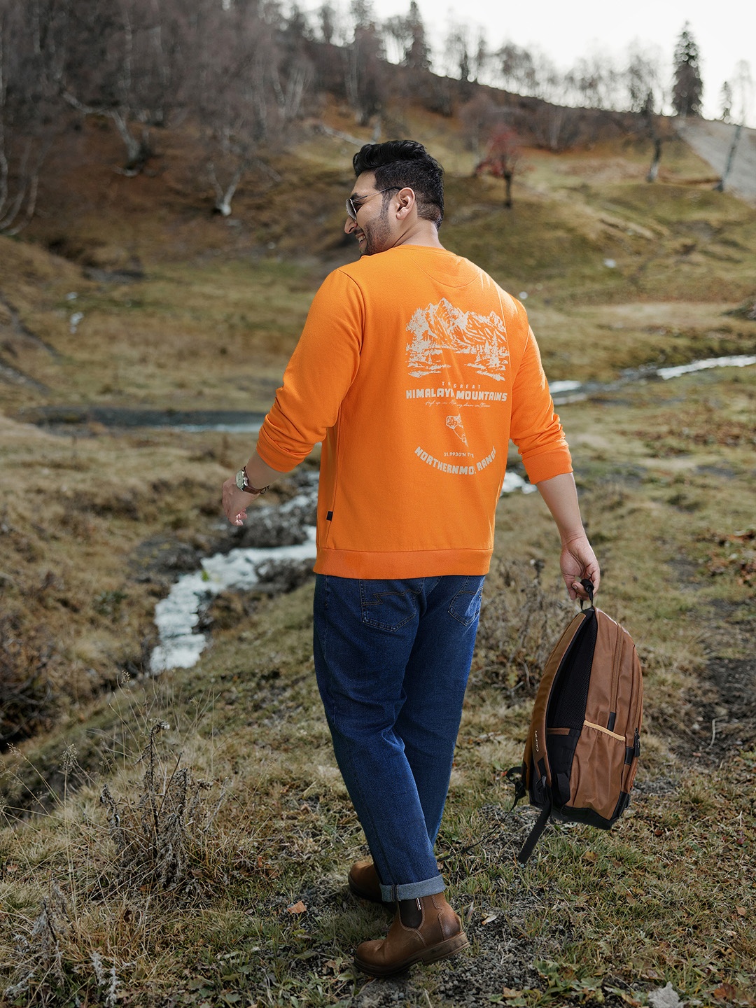 

Sztori Plus Size Men Printed Back Sweatshirt, Orange