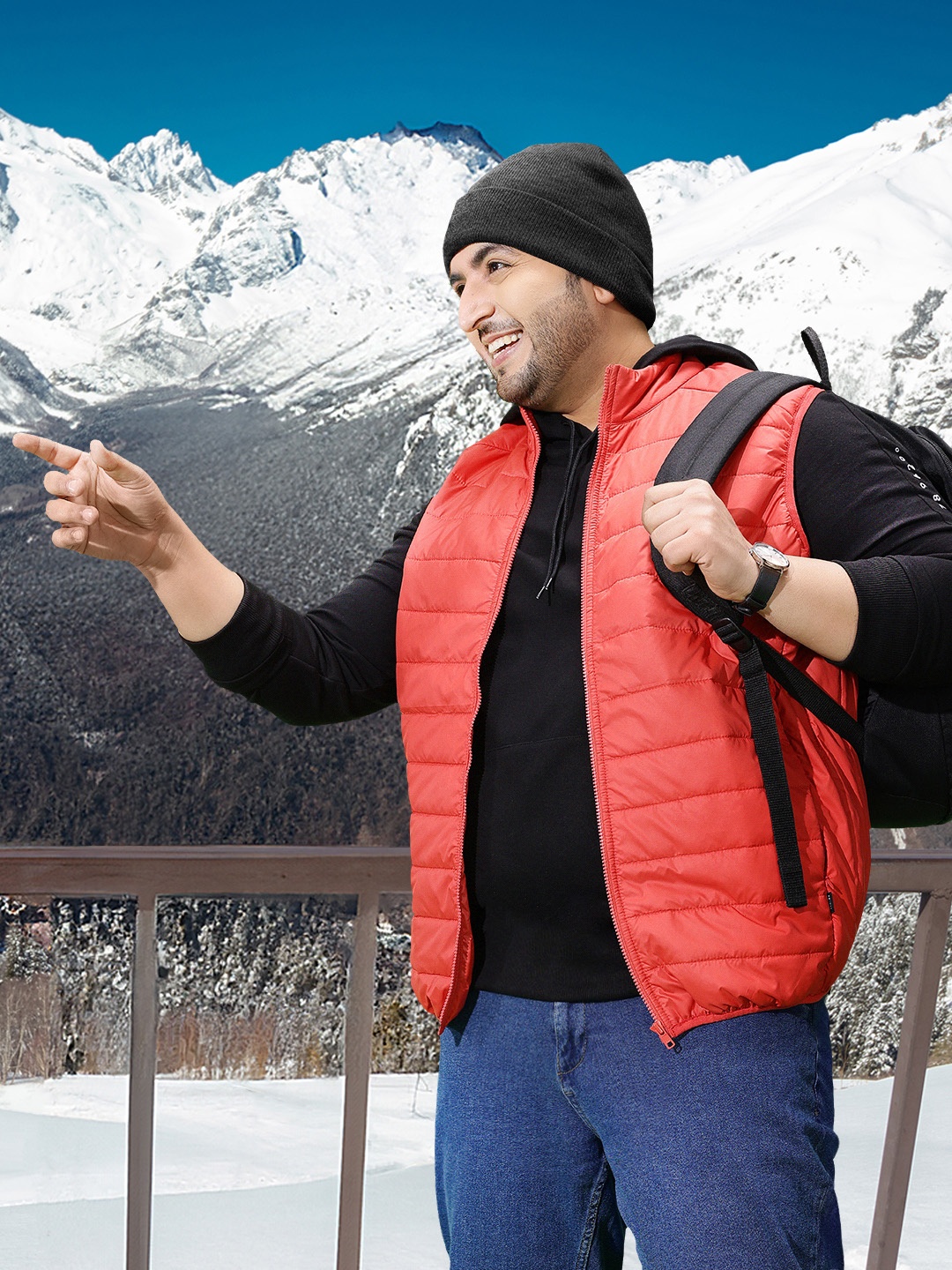 

Sztori Plus Size Men Solid Sleeveless Padded Jacket, Red