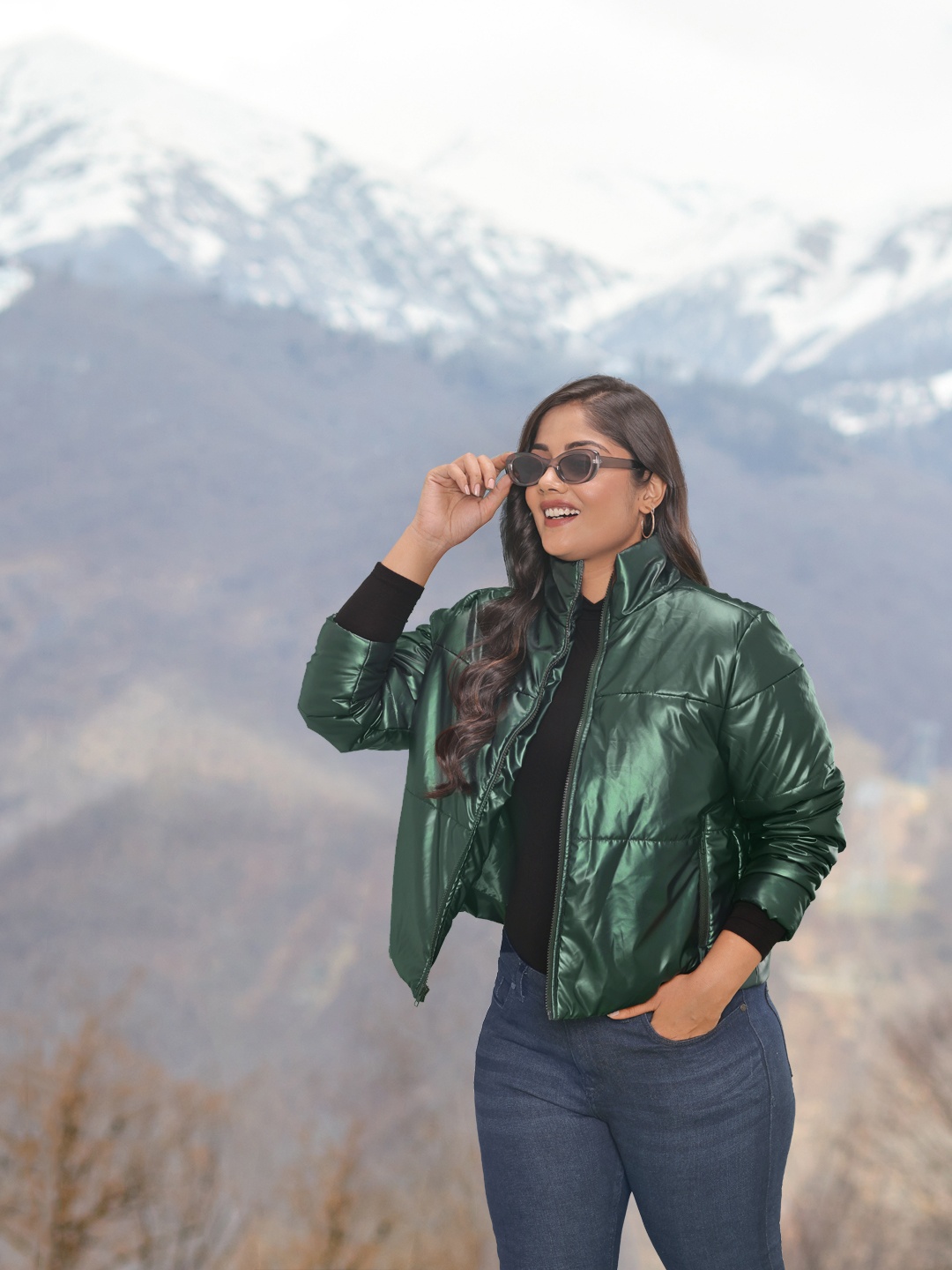 Sztori Plus Size Puffer Jacket, Green