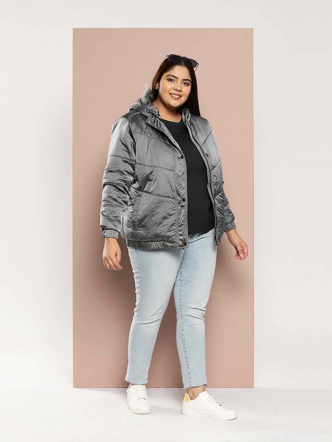 

Sztori Plus Size Parka Hooded Jacket, Grey