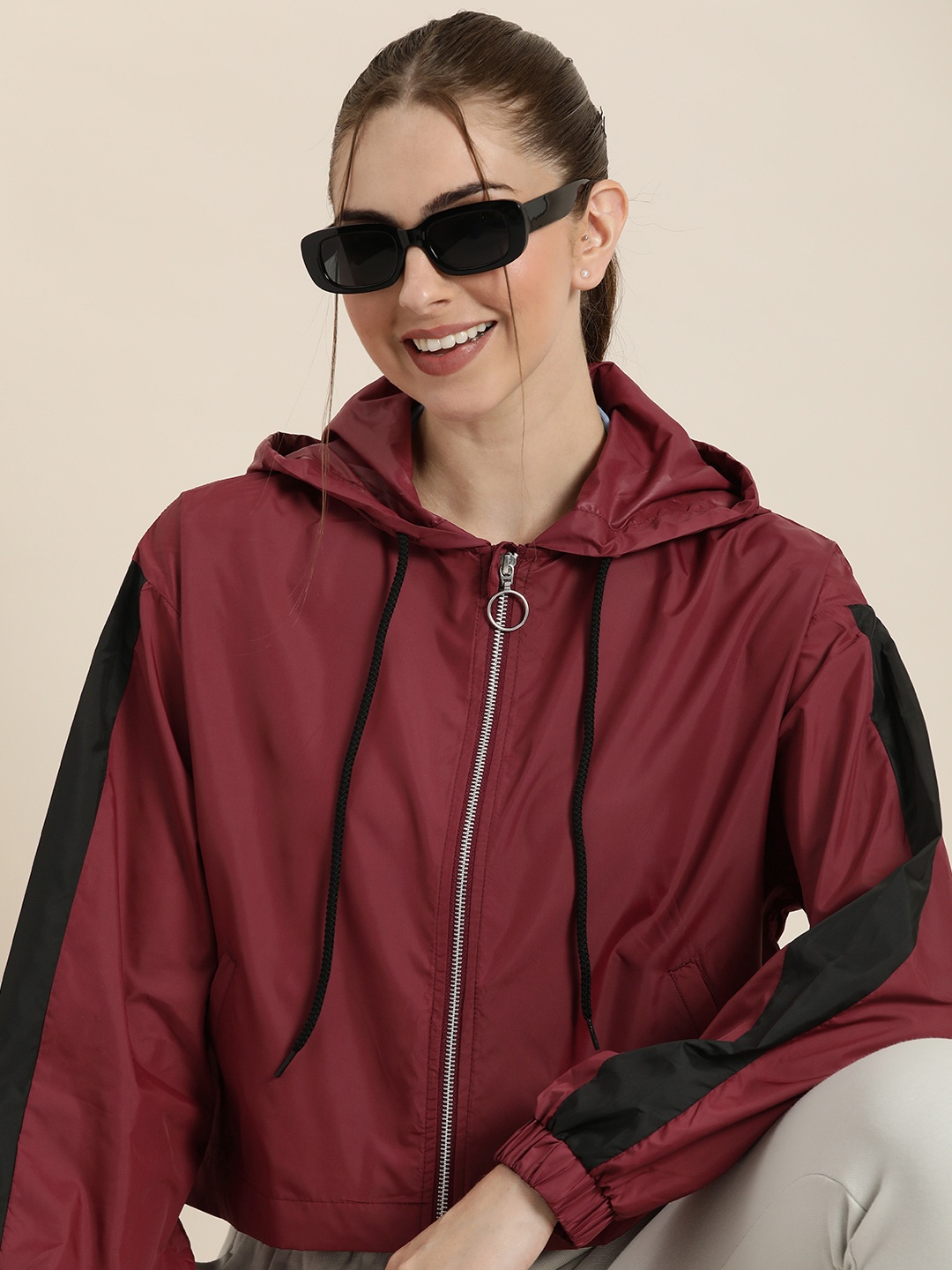 

HERE&NOW Lightweight Hooded Tailored Jacket, Maroon