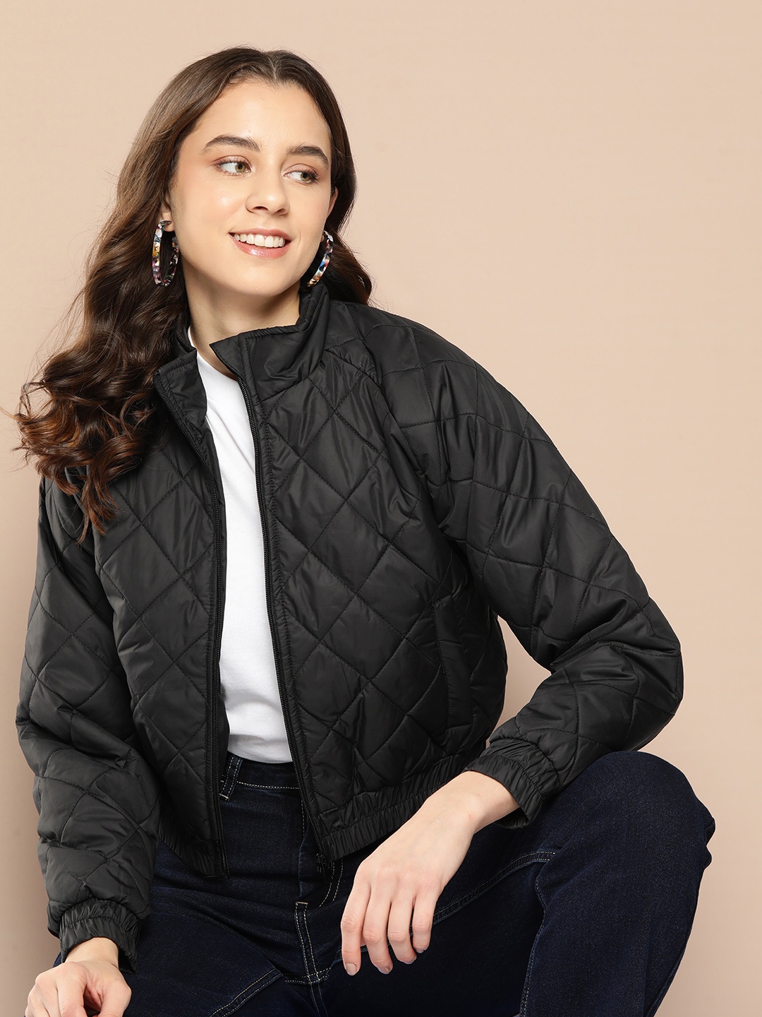 

HERE&NOW Solid Quilted Jacket, Black