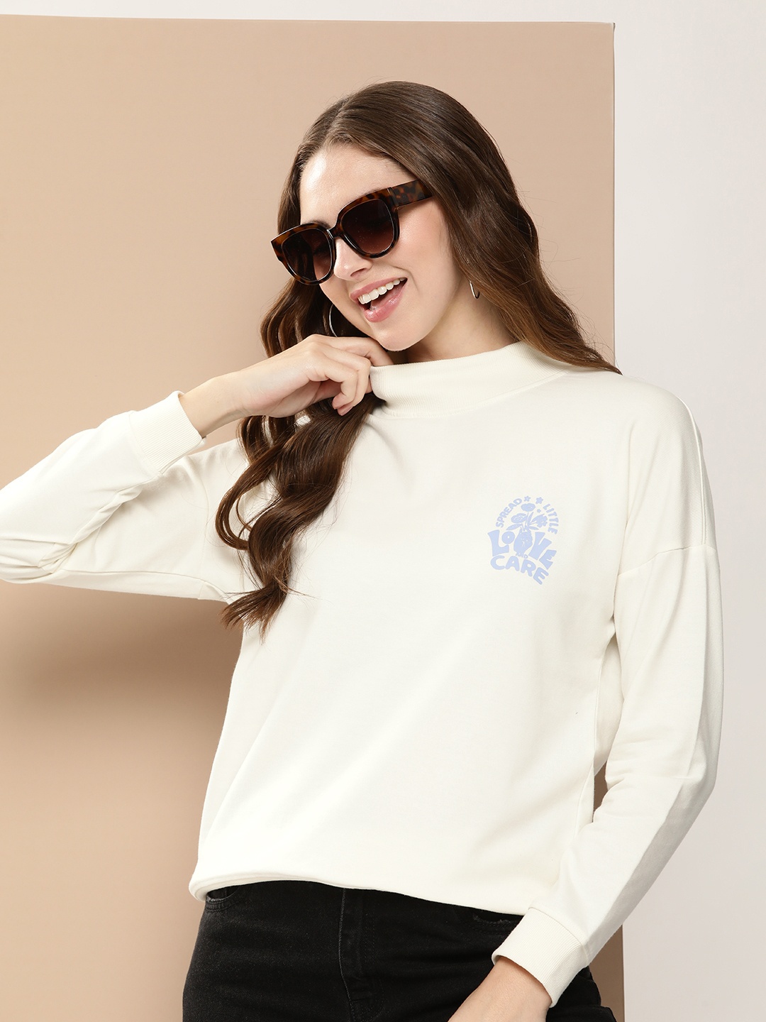 

HERE&NOW Round Neck Printed Sweatshirt, White