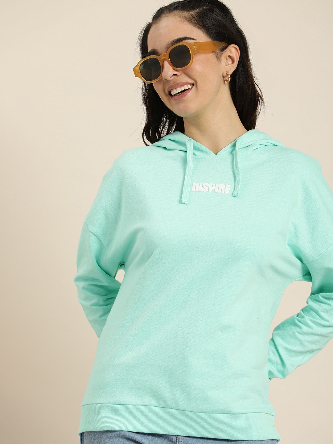 

HERE&NOW Pure Cotton Hooded Sweatshirt, Green