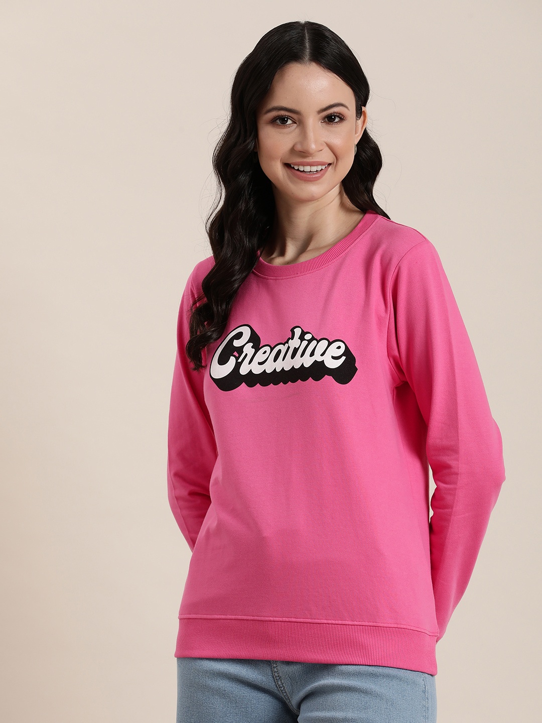 

HERE&NOW Graphic Printed Sweatshirt, Pink