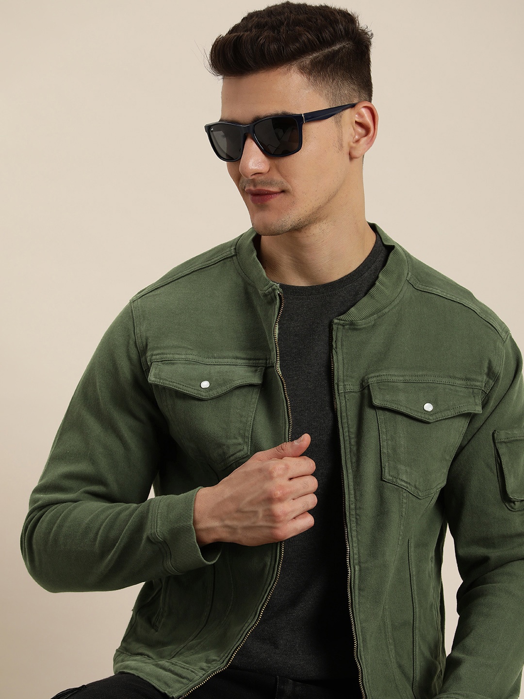 

HERE&NOW Solid Long Sleeves Tailored Jacket, Green