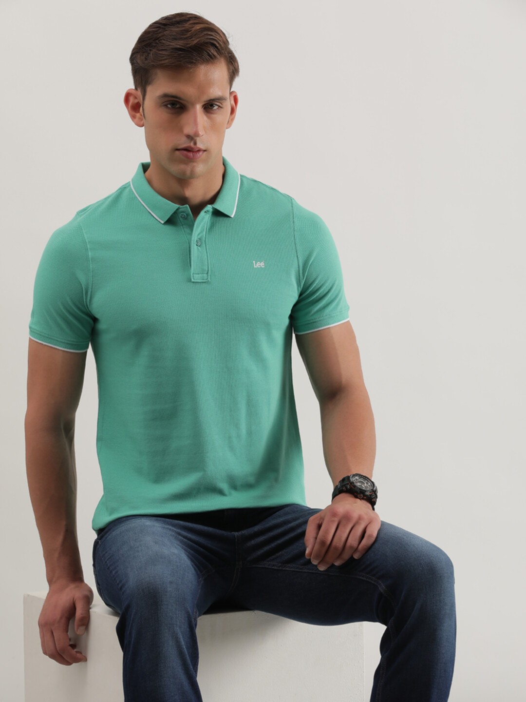 

Lee Polo Collar Slim Fit Cotton T-shirt, Green