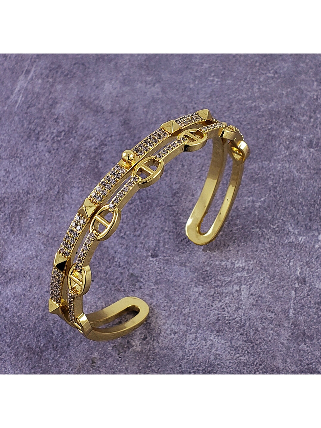 

ZIVOM Gold-Plated Cubic Zirconia Cuff Bracelet