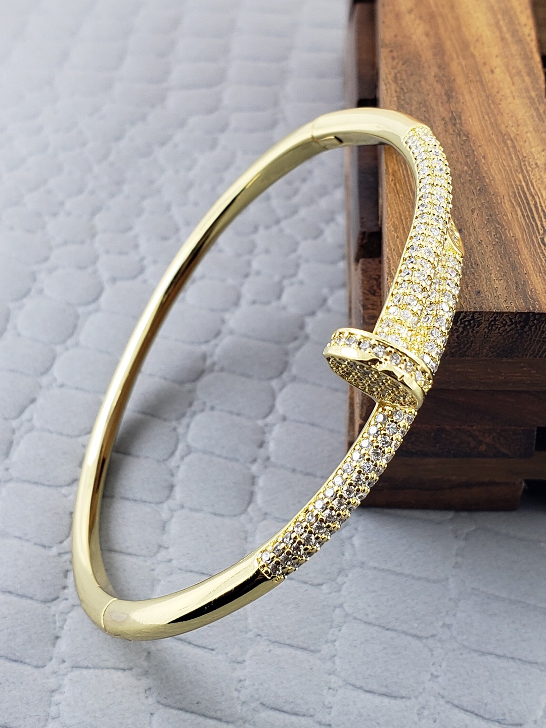 

ZIVOM Gold-Plated AD Studded Cuff Bracelet