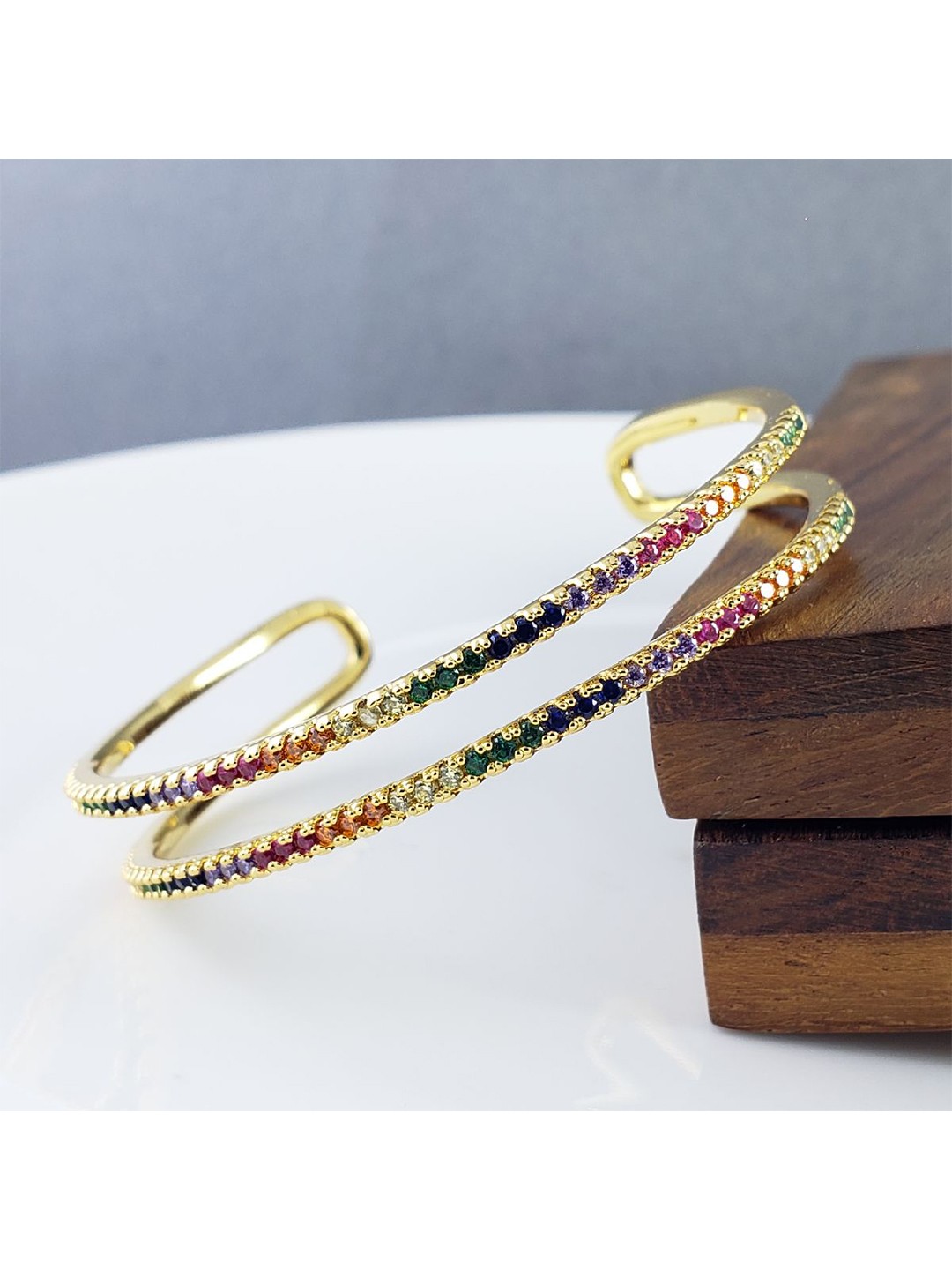 

ZIVOM Gold-Plated Cubic Zirconia Cuff Bracelet