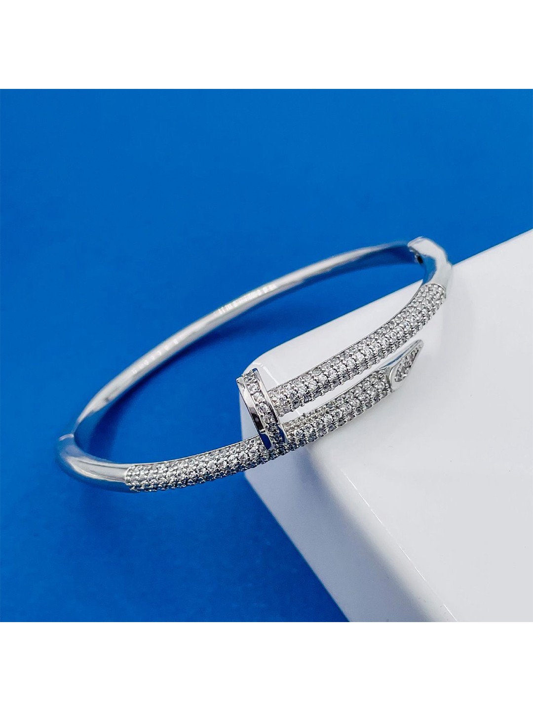 

ZIVOM Silver-Plated Cubic Zirconia Cuff Bracelet