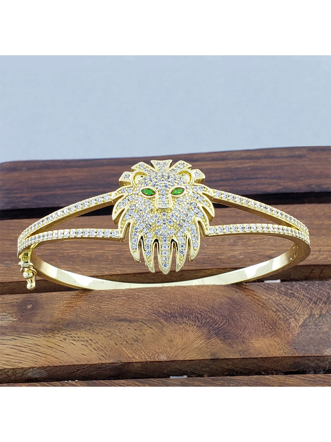 

ZIVOM Gold-Plated Cubic Zirconia Studded Bangle Bracelet