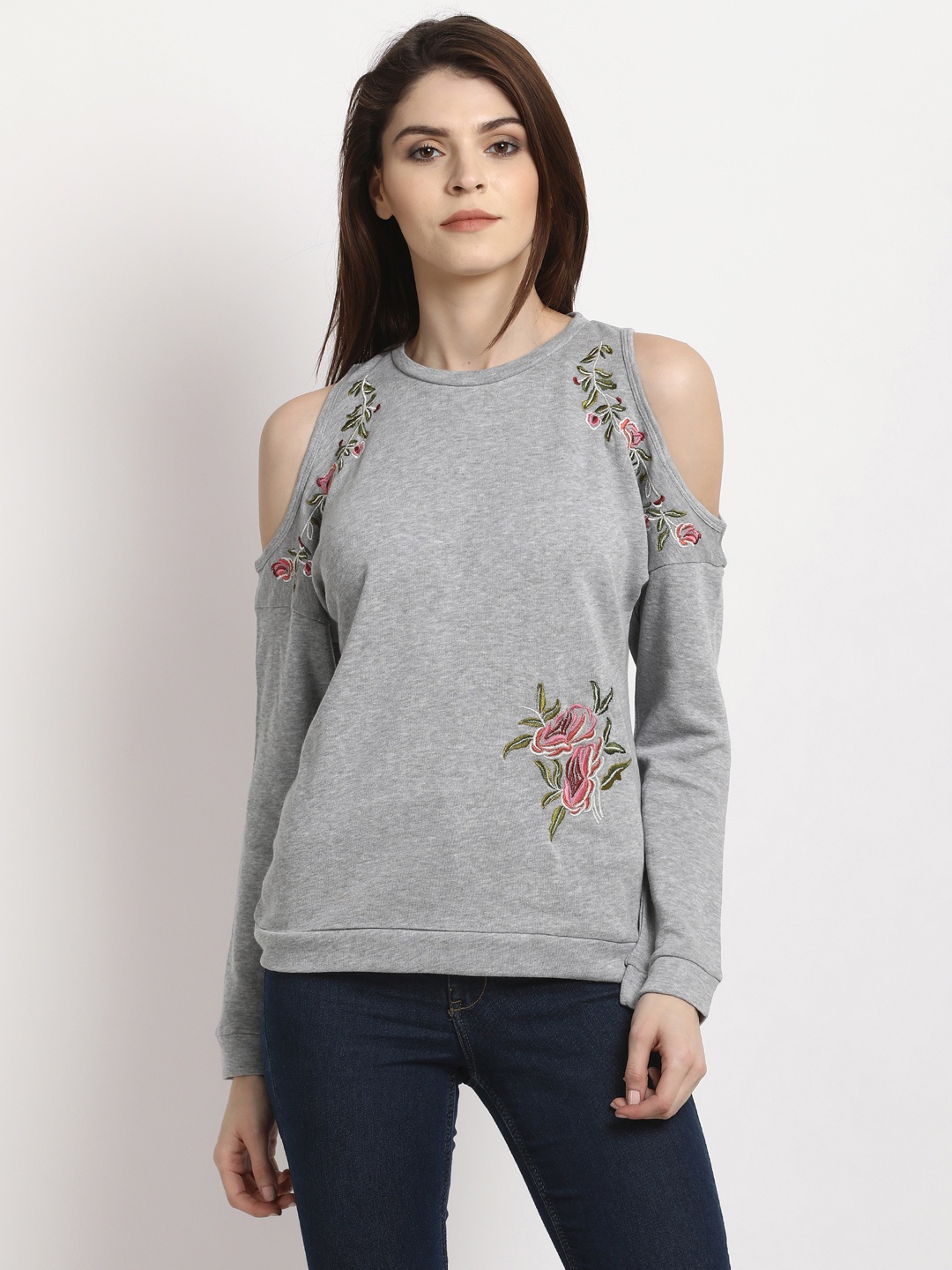 

Marie Claire Women Grey Solid Pure Cotton Top