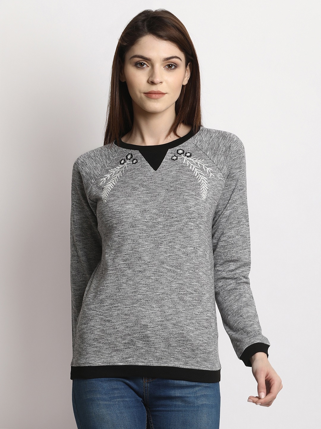 

Marie Claire Women Grey Solid Sweatshirt