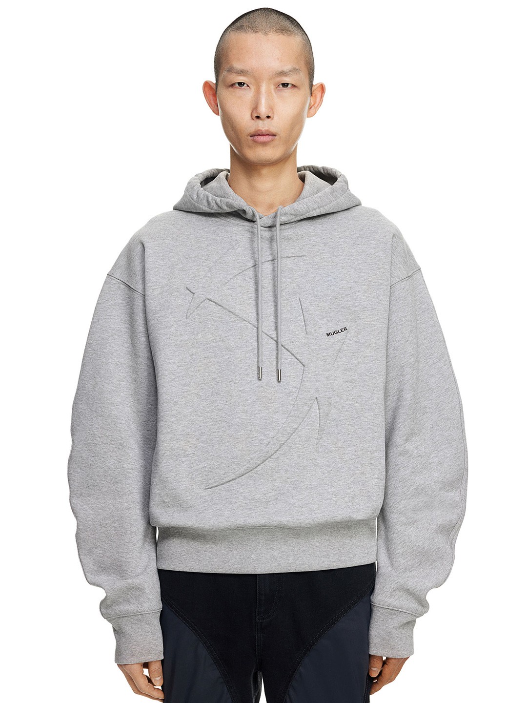

H&M Star-Motif Pure Cotton Hoodie, Grey