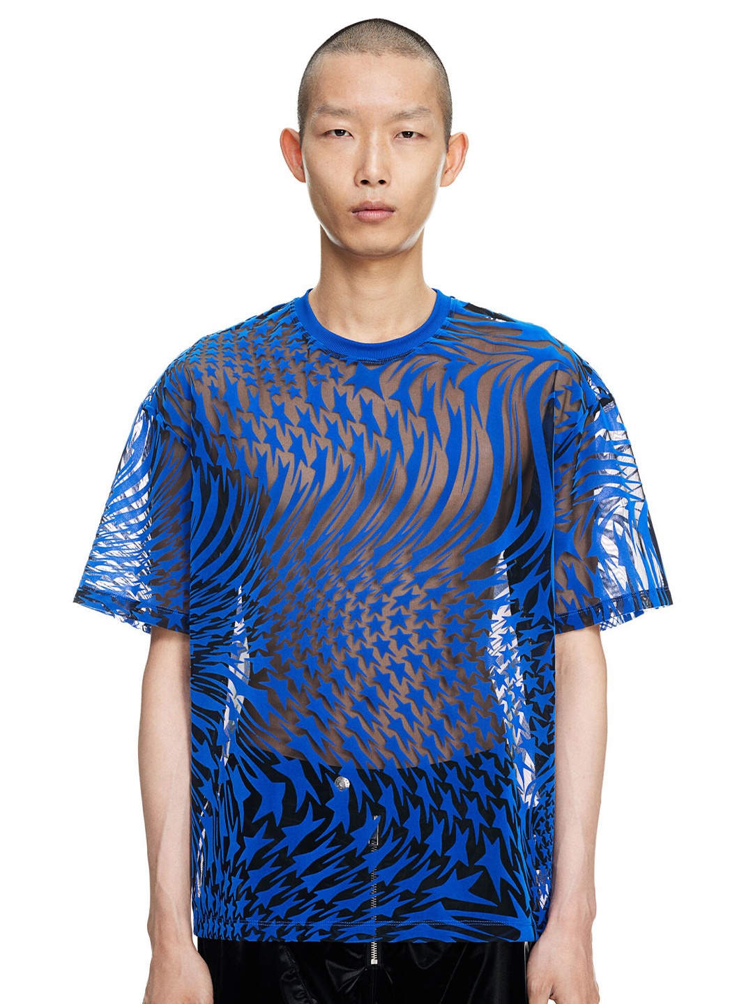 

H&M Swirling Star Mesh T-shirt, Blue