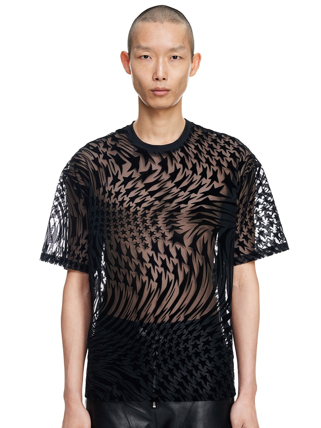 

H&M Swirling Star Mesh T-shirt, Black