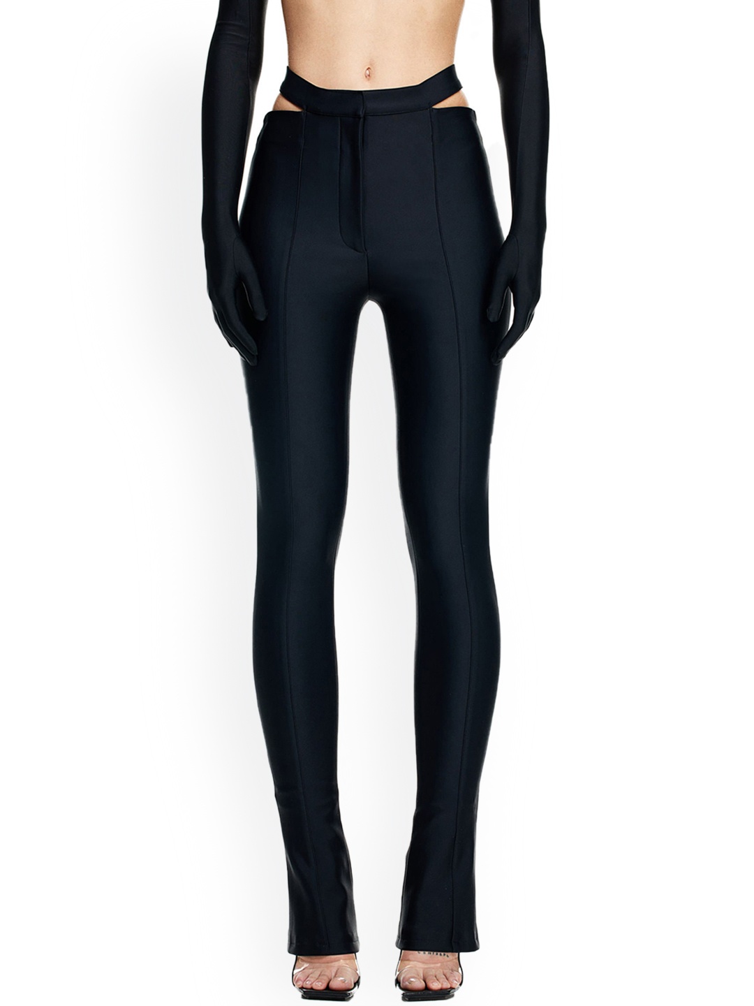 

H&M Women Jersey Cut-Out Trousers, Black