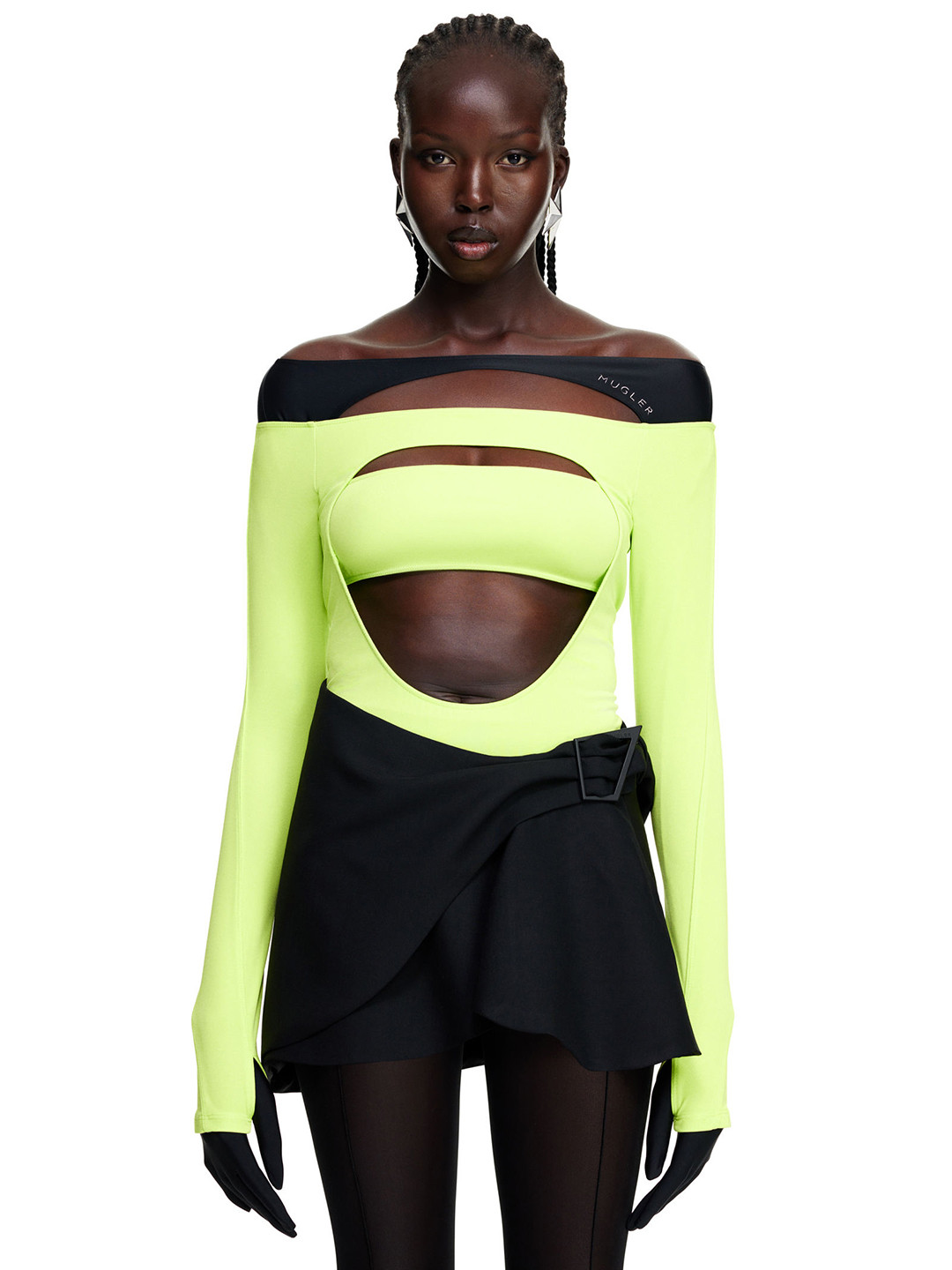 

H&M Women Cut-Out Bodysuit, Fluorescent green
