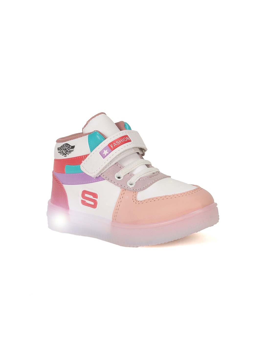 

Lil Lollipop Kids Colourblocked LED Sneakers, White