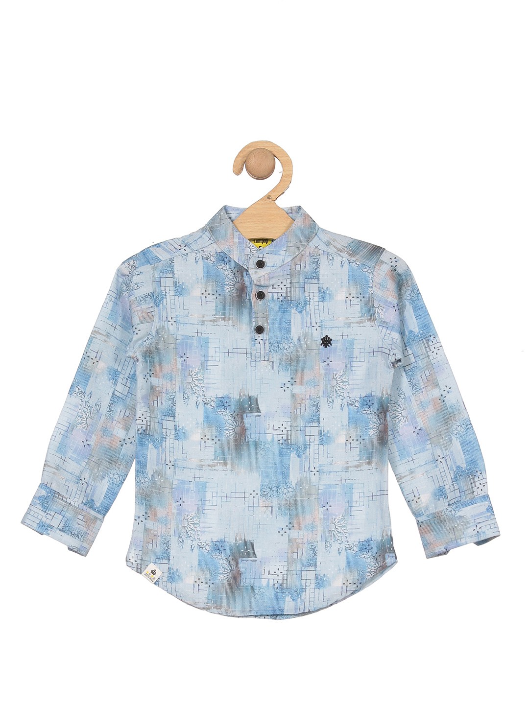 

Lil Lollipop Boys Band Floral Printed Casual Pure Cotton Shirt, Blue