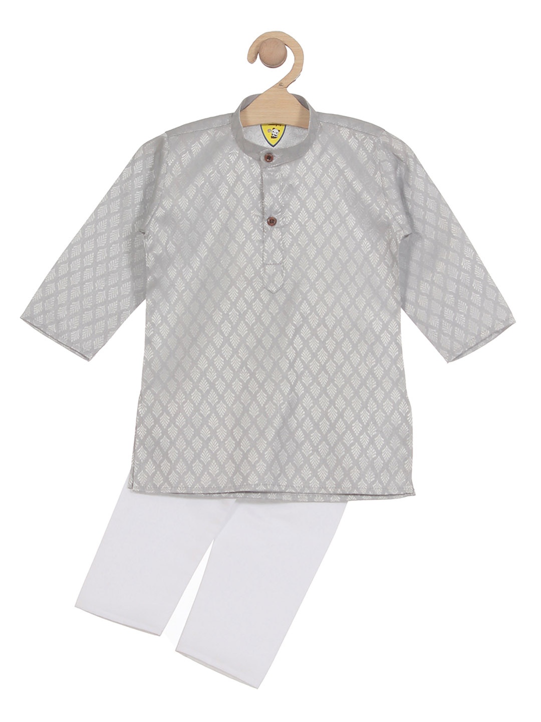 

Lil Lollipop Boys Printed Regular Pure Cotton Kurta with Pyjamas, Grey