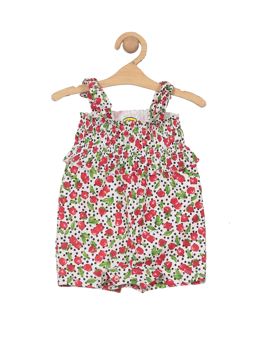 

Lil Lollipop Girls Floral Printed Pure Cotton Rompers, Red