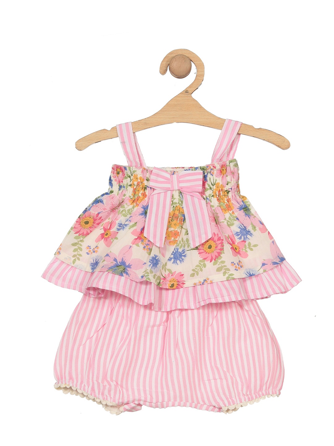 

Lil Lollipop Kids Girls Floral Printed Ruffles Top with Shorts, Pink