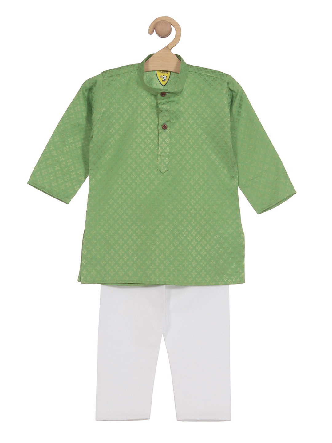 

Lil Lollipop Boys Woven Design Pure Cotton Kurta with Pyjamas, Green