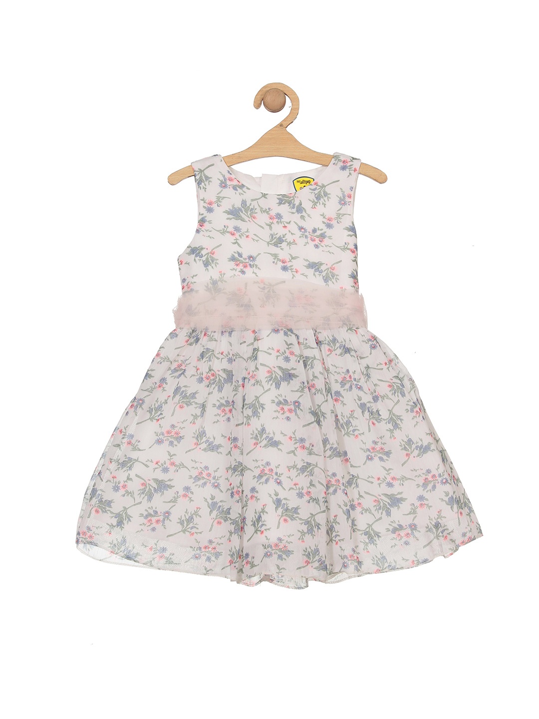 

Lil Lollipop Girls Floral Printed Pure Cotton Fit & Flare Dress, White