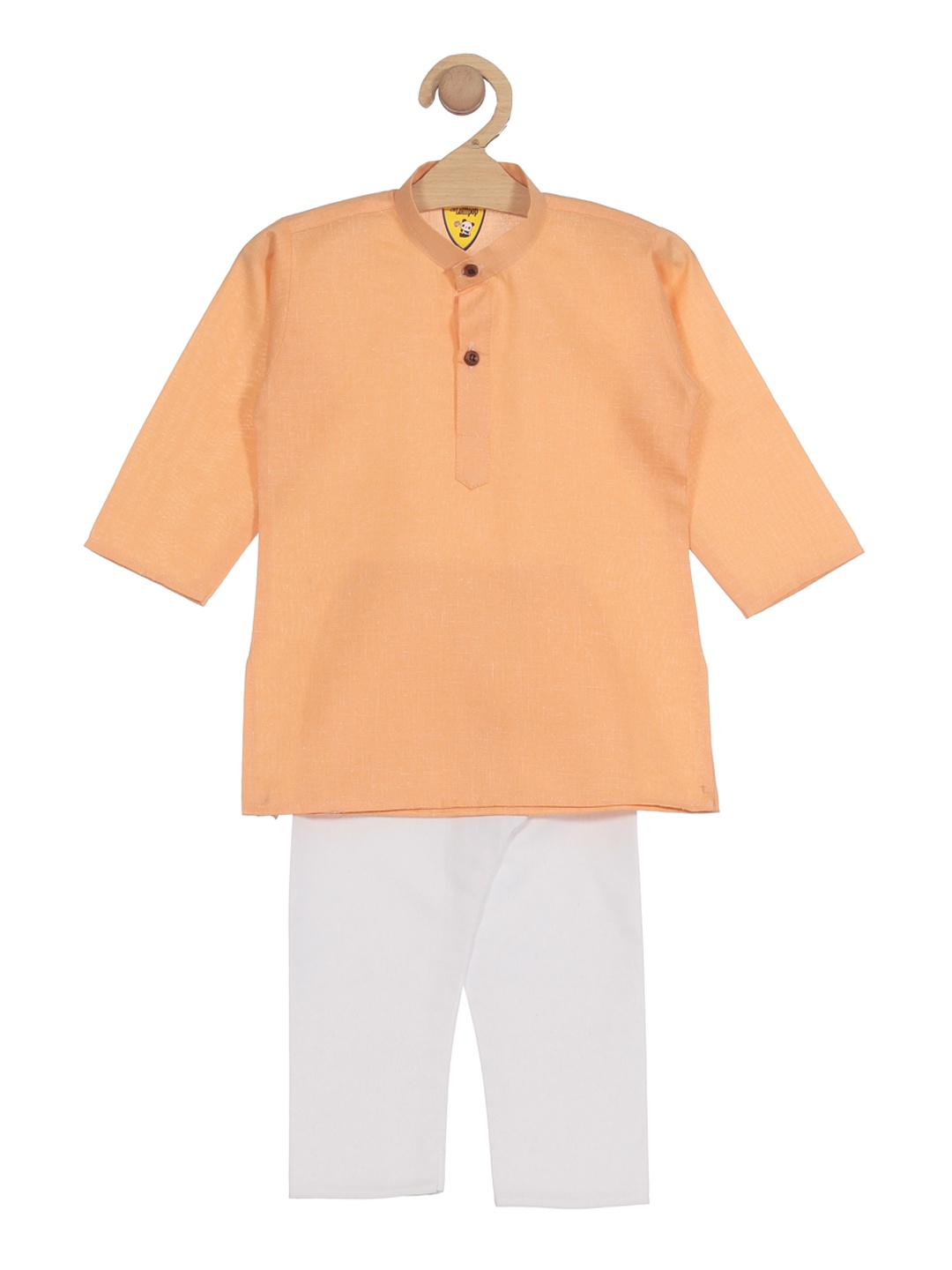 

Lil Lollipop Boys Mandarin Collar Pure Cotton Kurta with Pyjamas, Orange