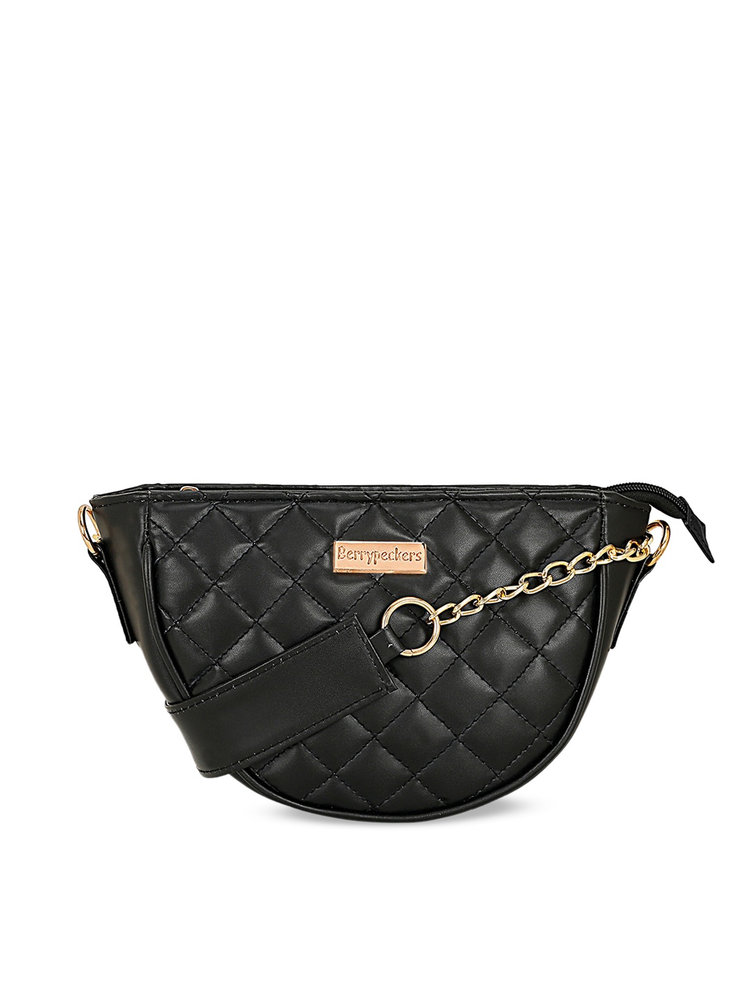 

Berrypeckers Quilted Textured Structured Sling Bag, Black