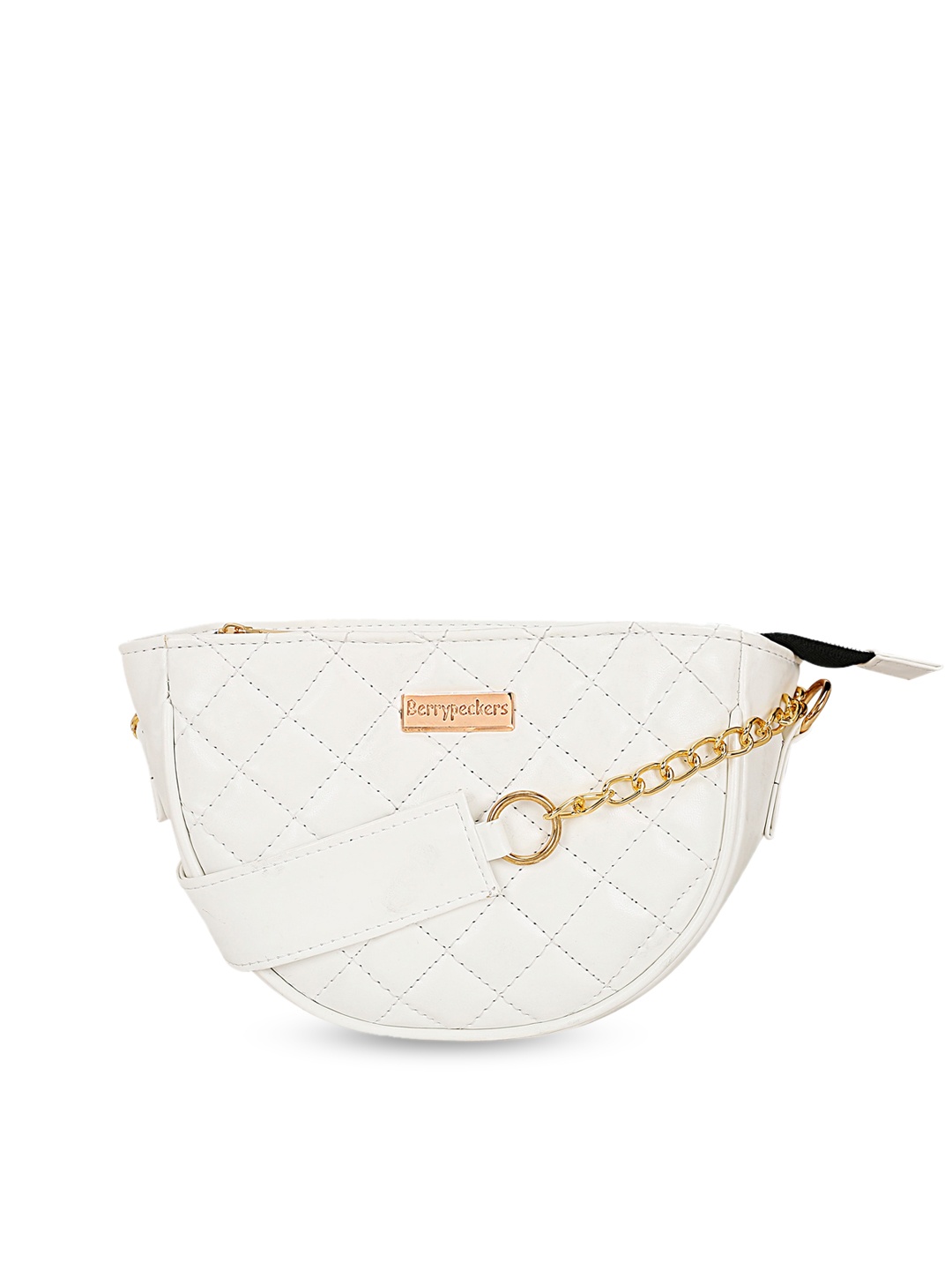 

Berrypeckers Quilted Textured Structured Sling Bag, White