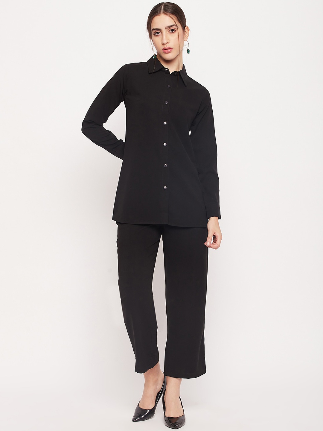 

NABIA Shirt Collar Shirt With Trousers, Black