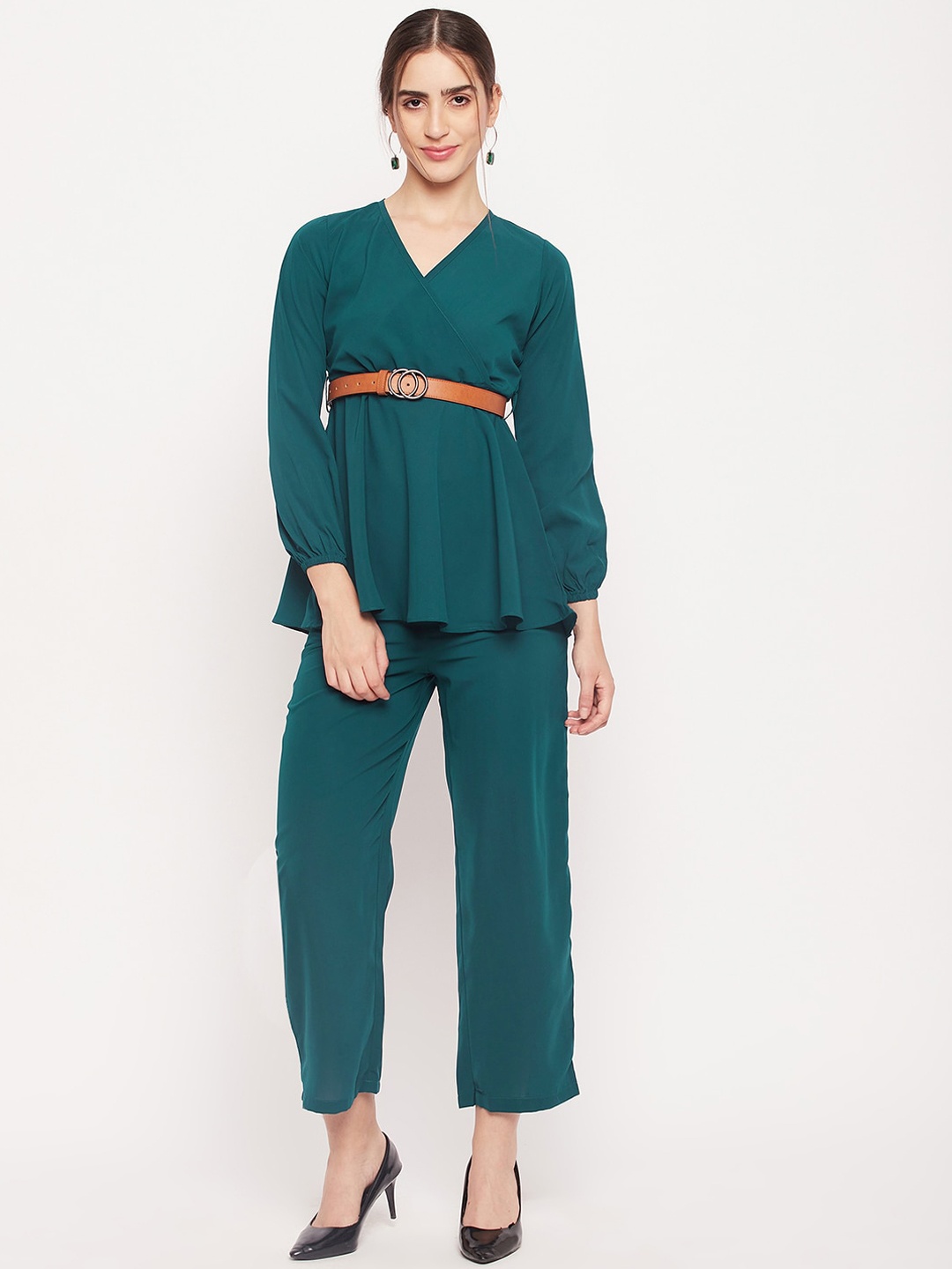 

NABIA V-Neck Top & Slip-On Trousers, Green