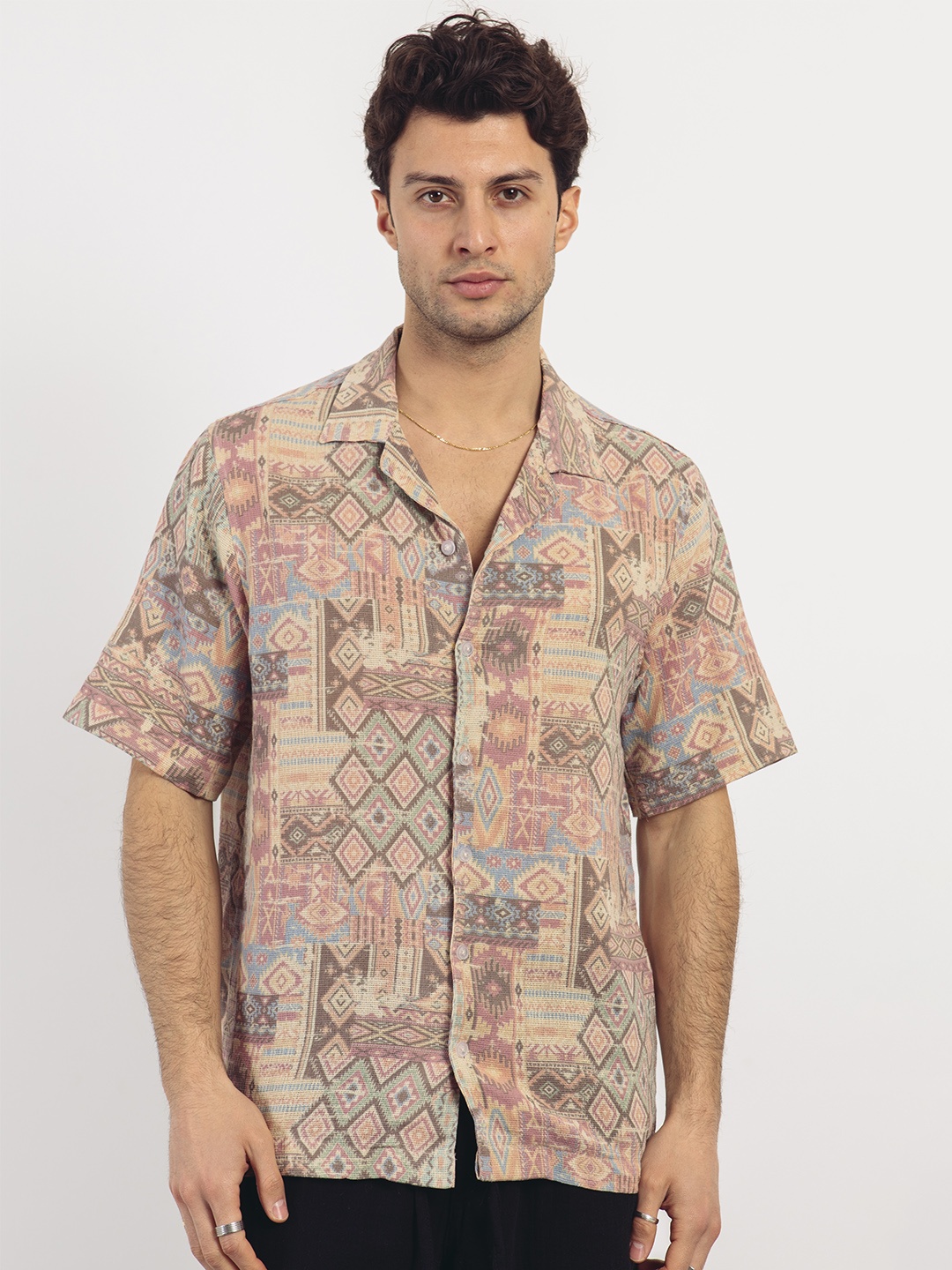 

catch Chevron Opaque Casual Shirt, Beige